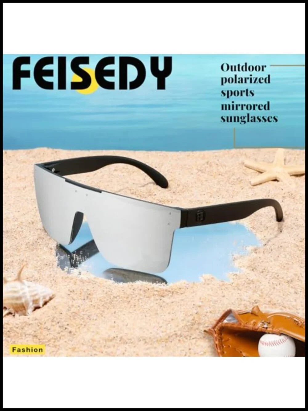 Oversized Square Flat Top Shield Sunglasses, UV400 Polarized Lenses, Unisex